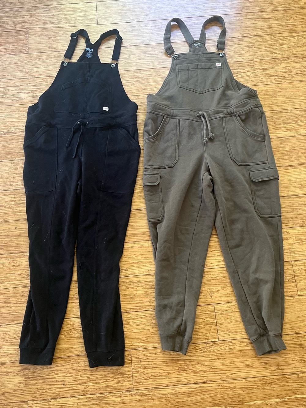 Women’s Duluth Trading Overalls, green and black